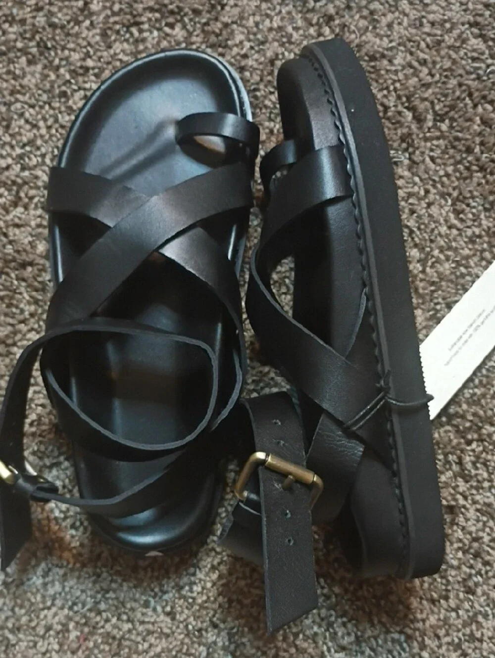 Liberte Women's Black Strappy Leather Sandals